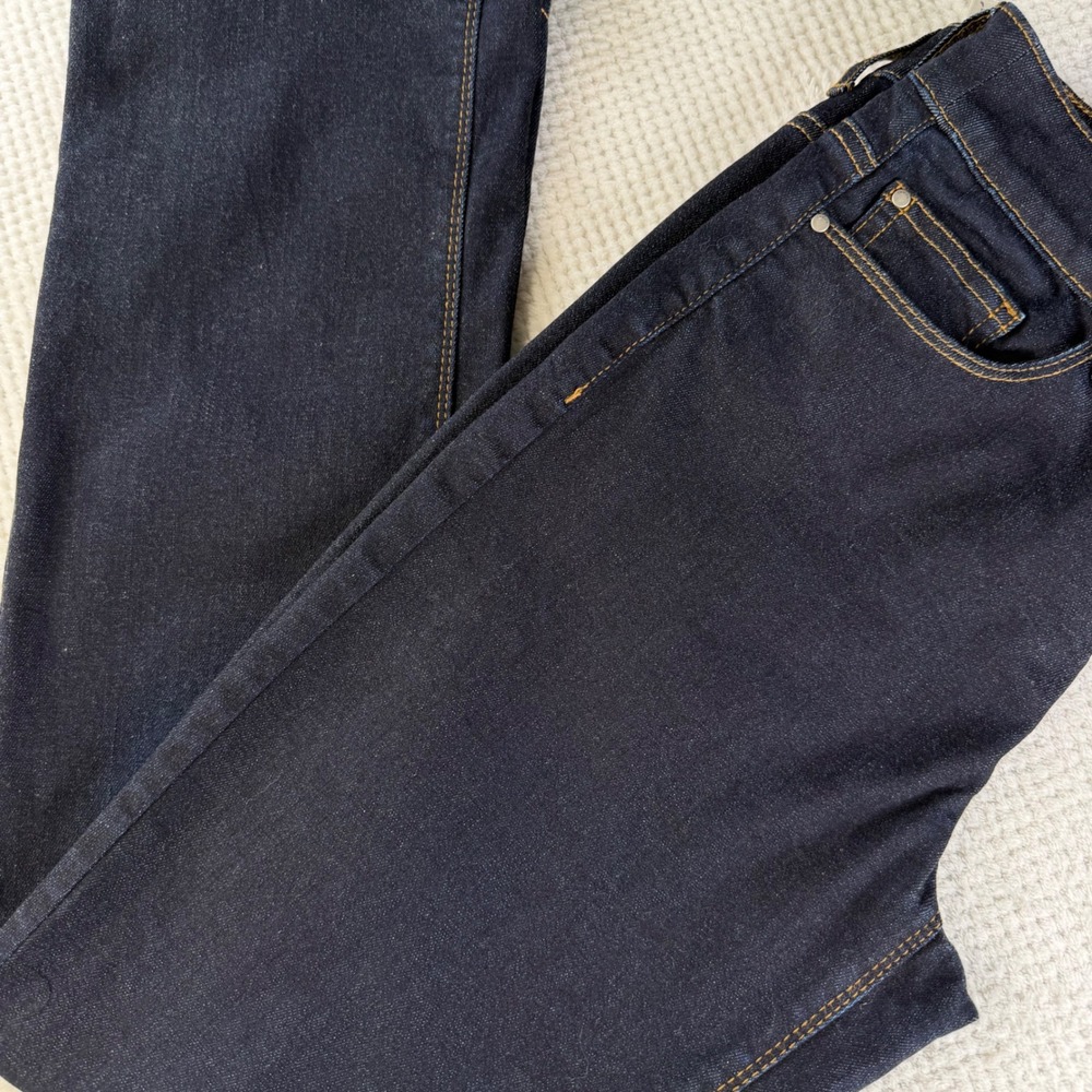 Chicos Platinum Barely Boot Jeans Dark Indigo Stretch Denim Size 00 Regular
